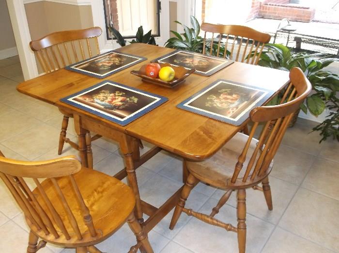 Maple gateleg table and four chairs