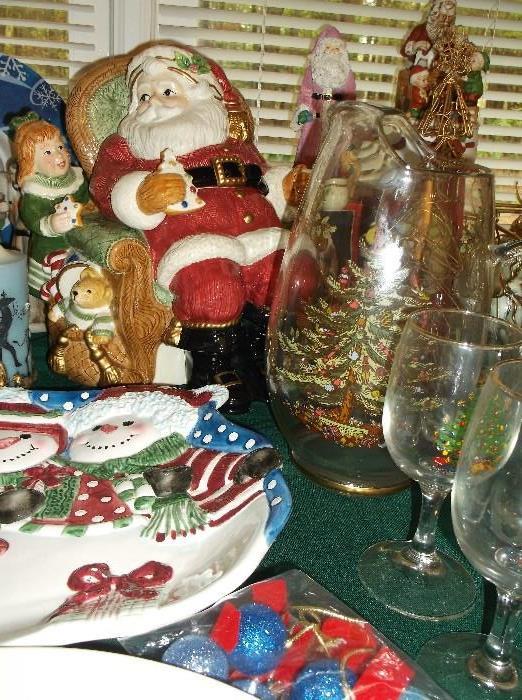 Christmas:  Santa cookie jar and Spode Christmas Tree pitcher