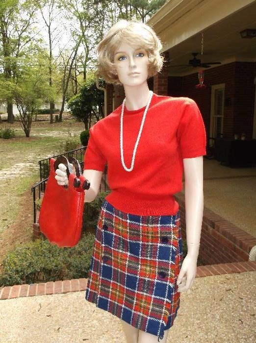 1960's kilt skirt & cashmere sweater