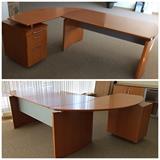 There are 2 curved desks.