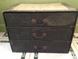 Antique apothecary chest, complete with numbered list of herbal items and full.