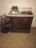 1800's Oak Chest with Marble Top