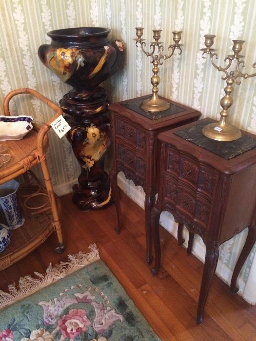 Weller, 1800's Marble Top Lamp Tables