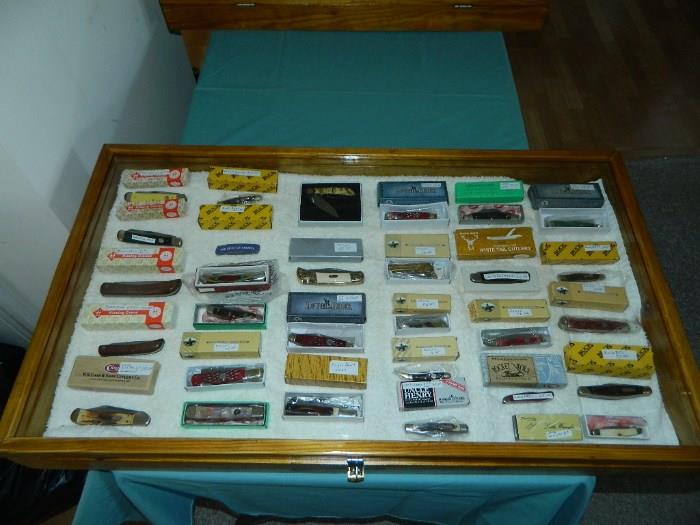 Show Case of Knives, Case, Buck, and Many, Many More Great Names