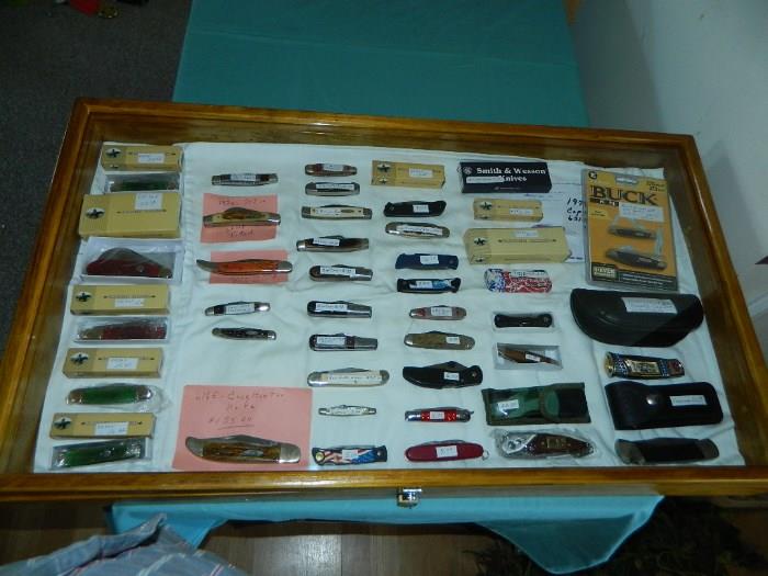 Show Case of Knives, Case, Buck, and Many, Many More Great Names