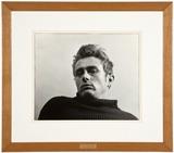 1019  Roy Schatt (1909-2002 New York, NY)
''James Dean (from the Torn Sweater series)'',  1954; later impression, unsigned, gelatin silver print on paper under glass, paper size: 13.5'' H x 16'' W, est: $1000/1500

Provenance: Private Collection, Los Angeles, CA.  Condition: Visual: Generally good condition. A horizontal handling crease in the lower left. Glued into the archival mat, verso not viewable. Appears to be hinged to the back mat.    Your bid indicates acceptance of our Conditions of Sale.  AS-IS.  ALL SALES FINAL