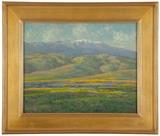 1058  William Dorsey (1942-* Ojai, CA)
Spring in California with snowcapped mountains, signed lower right: Wm. Dorsey, oil on canvas, 16'' H x 20'' W, est: $800/1200

Provenance: Private Collection, Newcastle, CA.  Condition: Visual: Generally good condition.  Blacklight: No evidence of restoration under blacklight.  Your bid indicates acceptance of our Conditions of Sale.  AS-IS.  ALL SALES FINAL