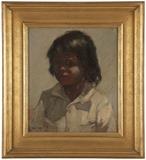 1068  George Spangenberg (1907-1964 San Diego, CA)
''Young'onn'', Portrait of a young Indian boy, signed lower left: G. Spangenberg, title by repute, oil on board, 14.25'' H x 12.25'' W, est: $500/700

Provenance: Estate of Charles Augustus Hill, Point Loma, CA, acquired directly from the artist in exchange for room and board.  Condition: Visual: Generally good condition.  Blacklight: No evidence of restoration under blacklight.  Your bid indicates acceptance of our Conditions of Sale.  AS-IS.  ALL SALES FINAL
