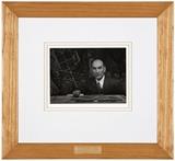 1103  Ansel Adams (1902-1984 Carmel, CA)
''Eldridge T. Spencer, Stanford University, California'',  circa 1950s, signed in pencil on the mount lower right: Ansel Adams, artist's Carmel studio label on the original board backing, gelatin silver print on paper under glass, 5.25'' H x 7'' W, est: $800/1200

Provenance: Sale, Butterfields, San Francisco, CA, 21 November 1993, lot 1543 ($977); acquired by the present owner from the above, Private Collection, Los Angeles, CA.  Condition: Visual: Generally good condition. Photograph mounted as stated. The extreme upper right corner with a tiny tear.    Your bid indicates acceptance of our Conditions of Sale.  AS-IS.  ALL SALES FINAL