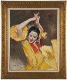 1172  Pal Fried (1893-1976 New York, NY)
''Fandango'', signed lower left: Fried Pal, titled and numbered verso: 35904, oil on canvas, 30'' H x 24'' W, est: $800/1200

Provenance: By descent to present owner, Private Collection, Pennsylvania.  Condition: Visual: Generally good condition. A .5'' scratch with paint loss right center. Two small spots of paint loss upper center. Stretcher bar crease along the lower edge. Scattered craquelure, concentrated mainly in the upper quadrant.  Blacklight: No evidence of restoration under blacklight.  Your bid indicates acceptance of our Conditions of Sale.  AS-IS.  ALL SALES FINAL
