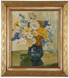 
1202  George Spangenberg (1907-1964 San Diego, CA)
''Summer's Offering'', signed lower left: G. Spangenberg, signed again and titled verso, oil on panel, 9'' H x 8'' W, est: $700/1000

Provenance: Estate of Charles Augustus Hill, Point Loma, CA, acquired directly from the artist in exchange for room and board.  Condition: Visual: Generally good condition. Fine craquelure throughout.  Blacklight: No evidence of restoration under blacklight.  Your bid indicates acceptance of our Conditions of Sale.  AS-IS.  ALL SALES FINAL