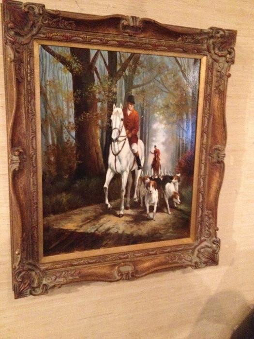 Oil on Canvas Hunting Dogs