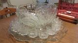 LARGE PUNCH BOWL WITH 18 CUPS