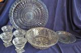 Glass serving pieces.