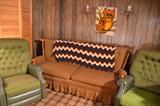 Vintage sofa and chairs just perfect for the cabin!