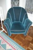 Teal upholstered chair authorized by Josef Hoffman Estate