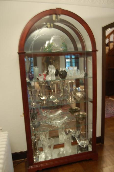 Domed mahogany and glass china cabinet