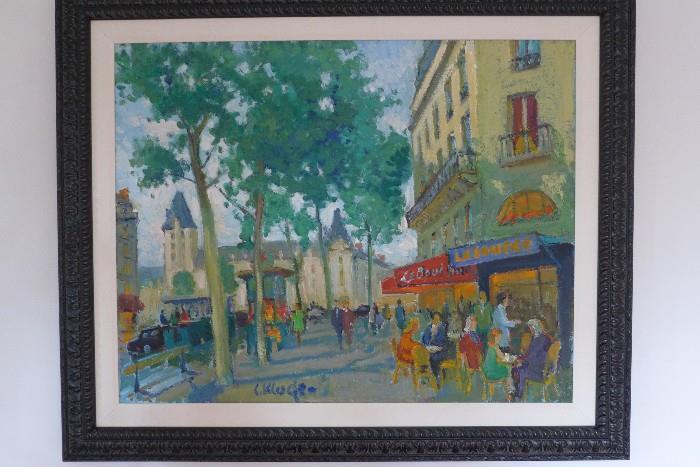 Oil on canvas by Constantine Kluge, "Place Saint Michel"