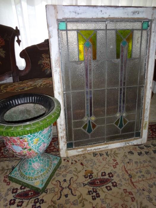 stained glass and mosaic pot