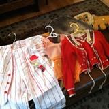Austria sweater, girls bathing suit-baseball PJs