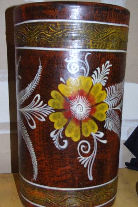 MEXICAN HANDPAINTED CLAY CONTAINER
