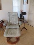 Danish leather chair and ottoman