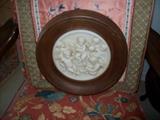 Alabaster carving walnut frame
