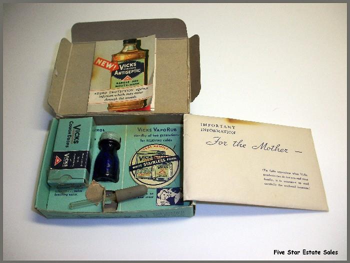 A vintage salesman's kit for Vicks products.