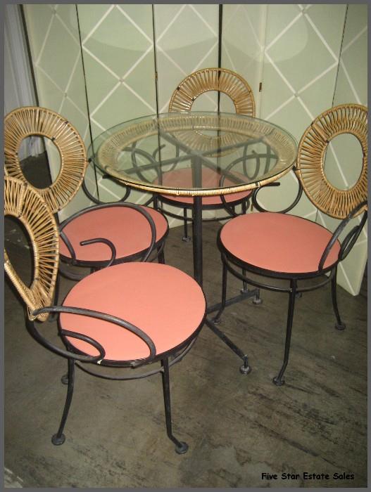 Bistro glass top table with 4 chairs
