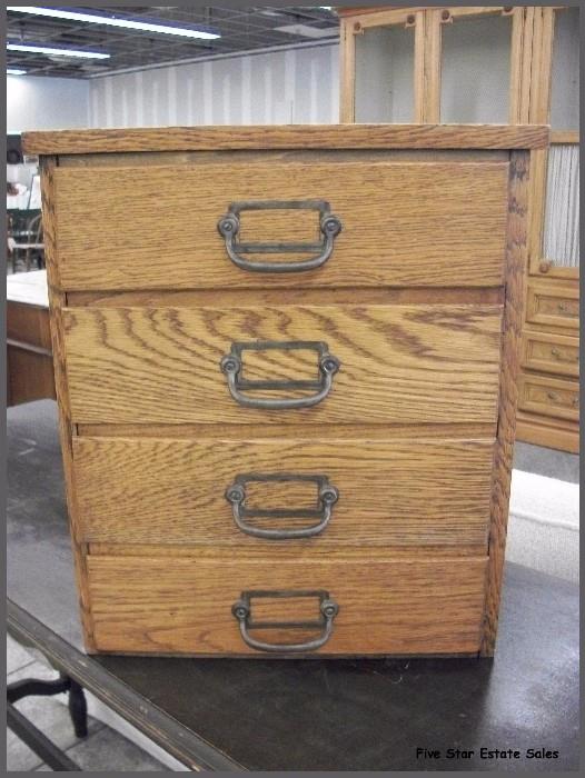 Small oak file drawers. (approx 18 in. tall)