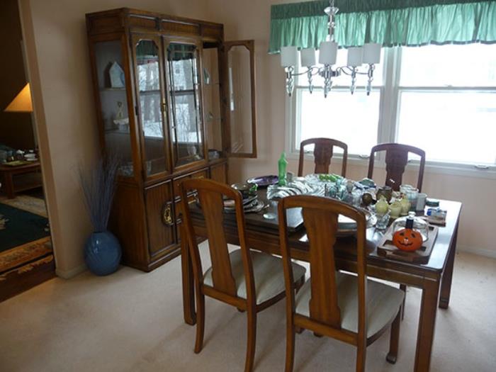 China Cabinet and Dining Room Table and Chairs