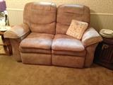 Double reclining loveseat, brown microfiber, like new!