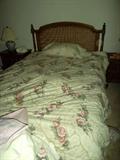 VINTAGE BEDROOM SUITE
Signed Dixie brand mahogany 
Double bed with caned headboard