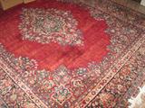 SEMI ANTIQUE ORIENTAL RUG
Hand woven wool, pattern dark red, navy blue, beige heavy pile
Dimensions: 8’ x 10’