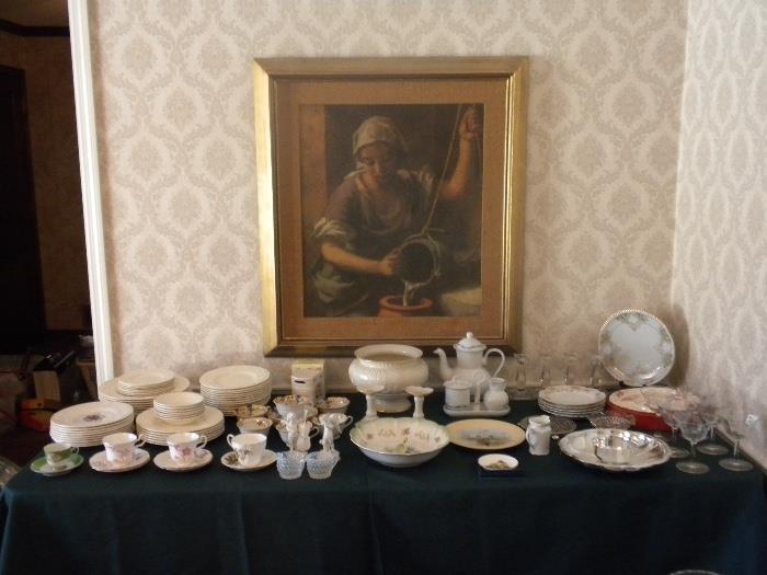 Assorted China and Crystal including Lenox and Vintage Wedgwood China 