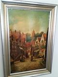 Hand painted porcelain tile by listed artist.