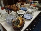 General household including a whimsical majolica hen covered tureen.