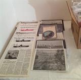 Newsletters, photos, a patch, and a roster of crew from the U.S.S. Intrepid