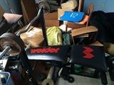 Weider Weight bench with bar and some weights