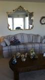 beautiful mirror and sofa and matching loveseat in excellent condition