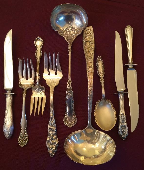 Many Silver flatware & Serving Pieces (pictured)