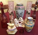 Hand Painted Nipon, Bristol & Cut-to-Clear Glass