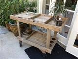 Natural Teak Outdoor Entertaining Service Cart