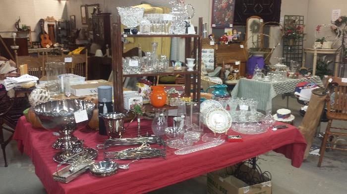 Much sterling, silver plate and brass
