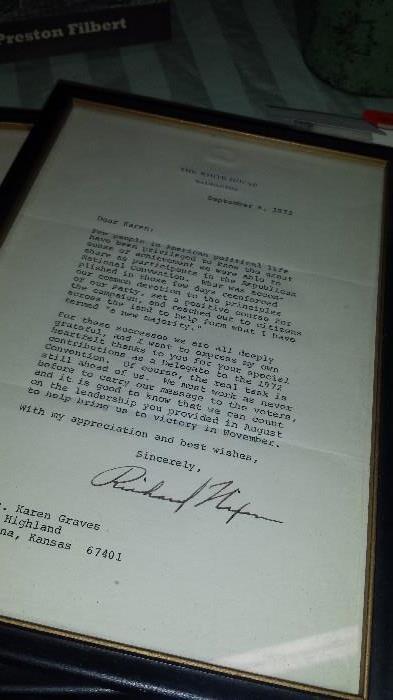 Much political. Autographed Richard Nixon delegate letter w/ envelope and Bob Dole picture
