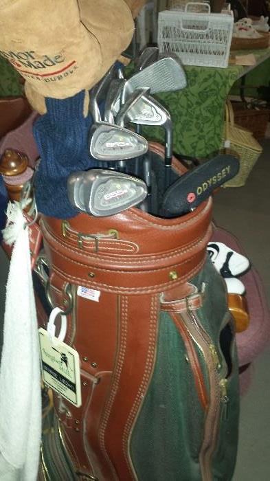 Golf club set. Tommy Armour irons and Taylor Made woods w/ bag-LIKE NEW!!