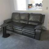 RECLINES BLACK LEATHER SOFA AND LOVESEAT