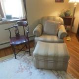 CORNER SEATING AND SOOO COMFORTABLE CHAIR WITH OTTOMAN