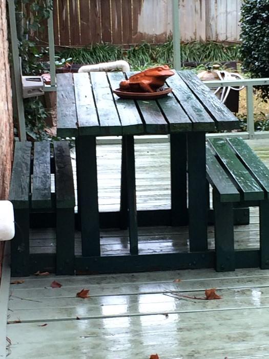                      Patio table & 2 benches