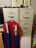 Two 4-drawer filing cabinets; wrapping paper organizer